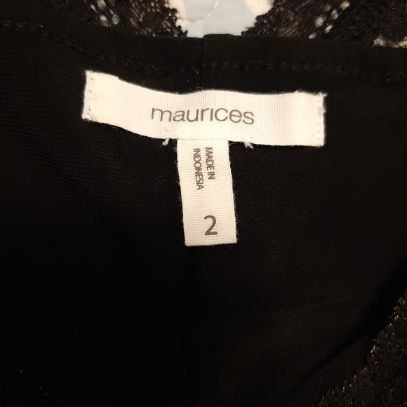 Maurices size 2 fancy tank top black lace, sheer wide straps, ruching on sides - Picture 6 of 10